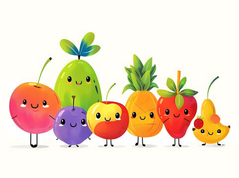 Delicious and healthy vegetables and fruits illustrator cartoon