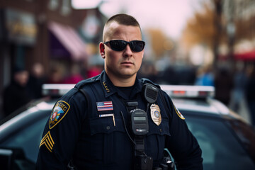 police officer in the street created with Generative AI technology