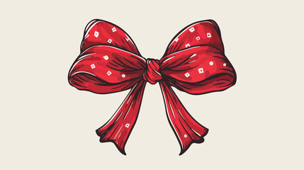 Groovy vibe retro illustration of red bow Flat vector