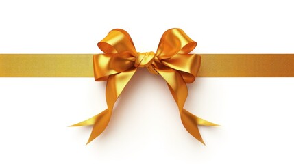 Gold ribbon with bow isolated on white