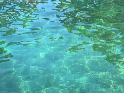 Clear water blue turquoise glittering surface.
