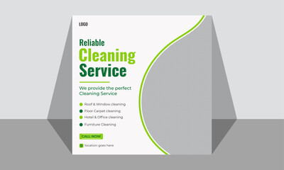 Cleaning service square flyer social media post or Instagram banner template