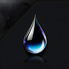Sleek Black Water Droplet: Icon of Elegance.(Generative AI)