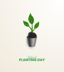 National Planting day, Farmers Day, green tree, soil, Creative Concept design for banner and poster. 3D illustration.