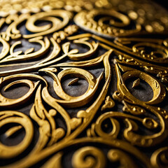 close up of a golden calligraphy Design