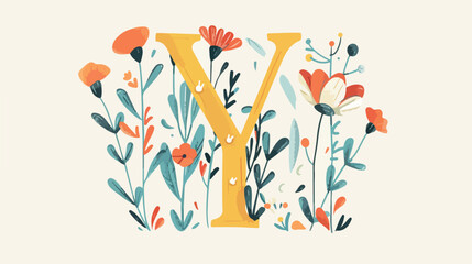 This is the illustration of the letter Y. Flat vector.