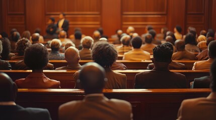 People are listening to the verdict in court. - obrazy, fototapety, plakaty