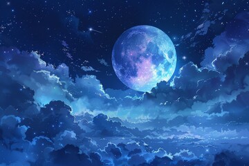 Entity gate glowing moon and fog visual illusions in space anime masterpiece detailed sky