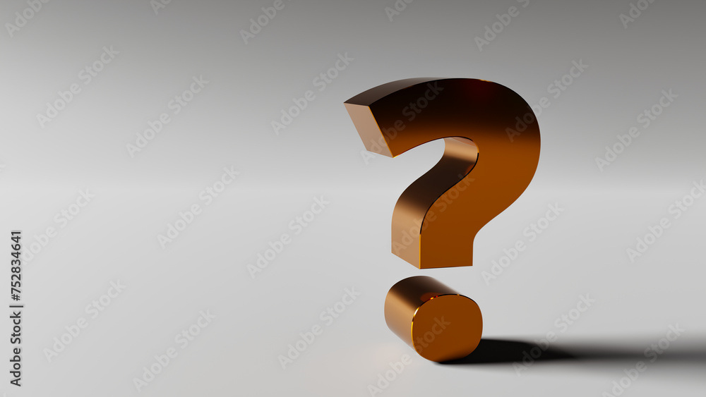 Aufkleber copyspace background of golden question mark symbol. 3d rendering