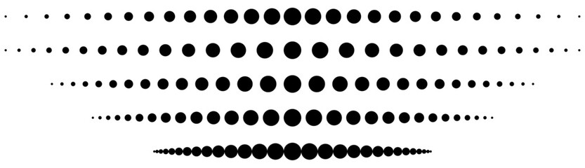 LIGNES POINTILLÉS. 5 lignes de points ronds noirs alignés - obrazy, fototapety, plakaty