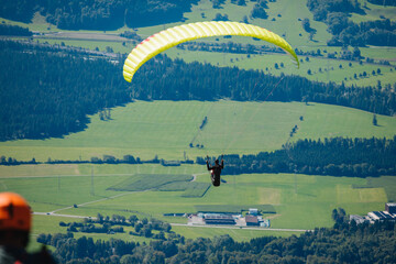 paragliding in the mountains. Austria, Vorarlberg
