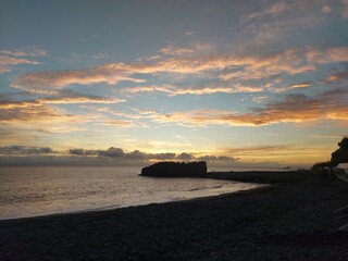 sunset in Madeira island, coastline, shoreline, sun
