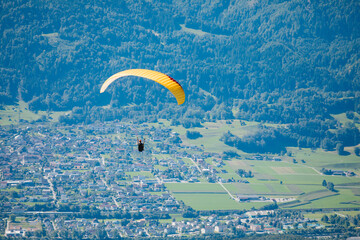 paragliding in the mountains. Austria, Vorarlberg