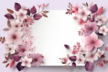 Flowers composition. Frame made of flowers on white background. Flat lay, top view, copy space