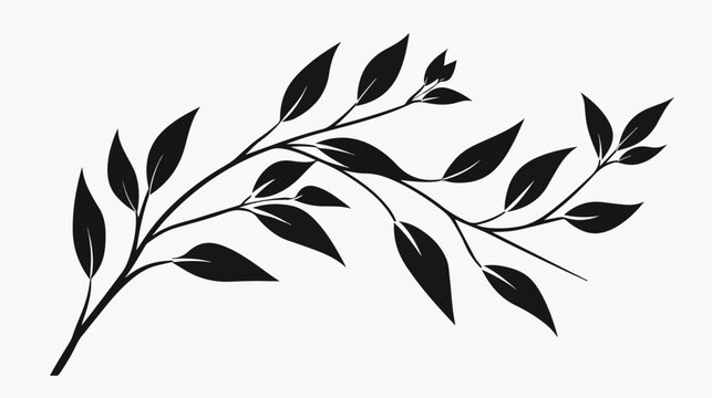 Willow leaf icon over white background silhouette styl