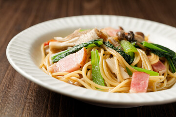 きのことベーコンの和風パスタ