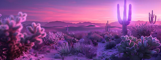 Foto op Canvas Neon Mirage: Desert Night Illuminated © Manuel