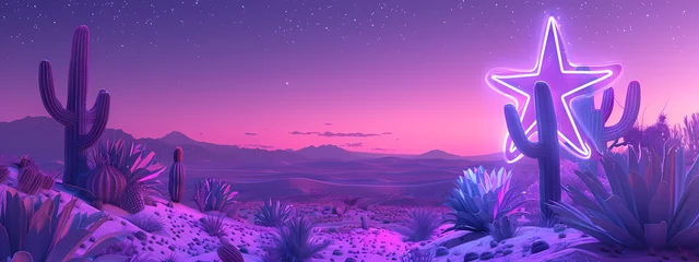 Tafelkleed Neon Mirage: Desert Night Illuminated © Manuel