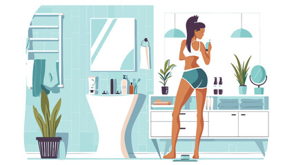 Woman testing skin presence vector illustration