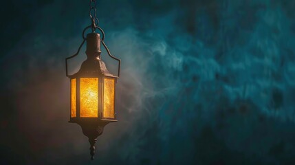Fototapeta na wymiar Vintage ramadan lantern with night background