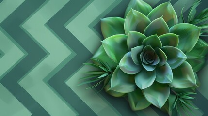 Illustrate a unique succulent with a sleek and modern herringbone pattern