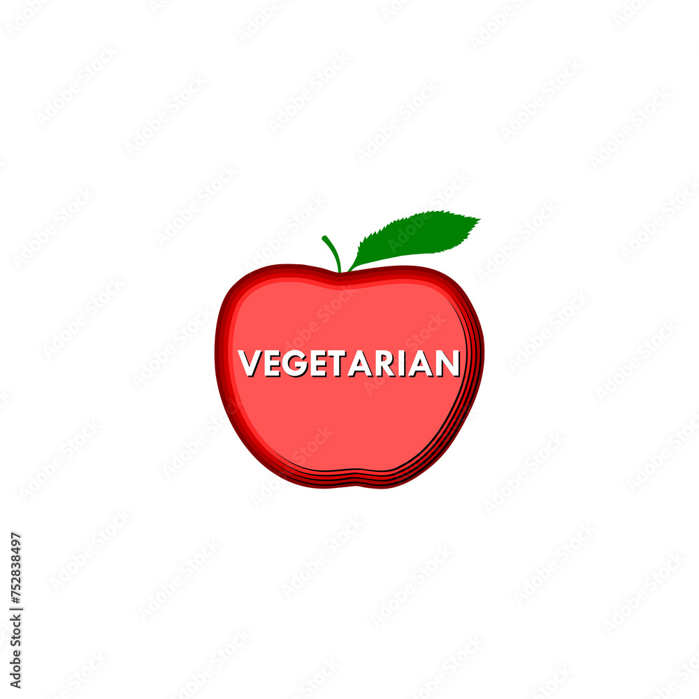 Sticker Vegan apple fruit icon isolated on transparent background