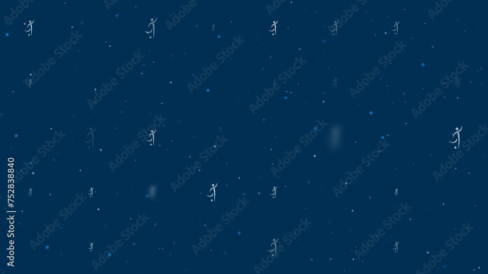 Poster template animation of evenly spaced football soccer symbols of different sizes and opacity. animatio