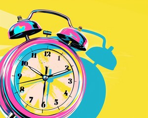 Brightly colored vintage alarm 3 PM alert