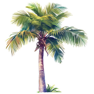 palm tree hand drawn element isolated on transparent background