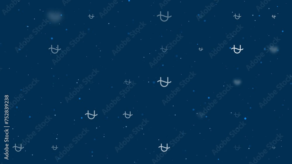 Poster template animation of evenly spaced zodiac ophiuchus symbols of different sizes and opacity. animati
