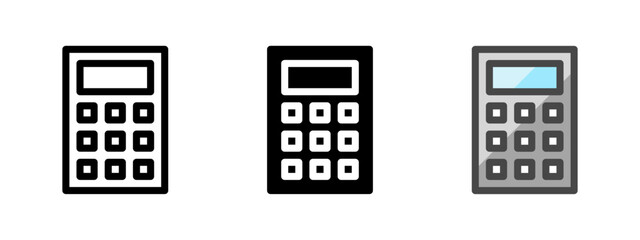 Multipurpose calculator vector icon in outline, glyph, filled outline style. Three icon style variants in one pack.