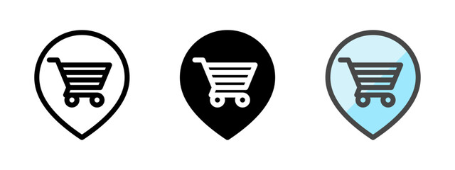 Multipurpose pin vector icon in outline, glyph, filled outline style. Three icon style variants in one pack.