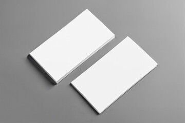 blank business cards, greeting cards on gray background
