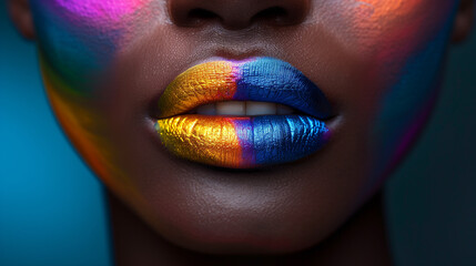 close-up on lips with vibrant lipstick