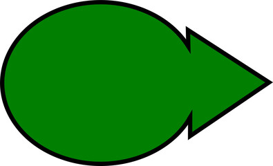 oval green text frame combined with arrow head