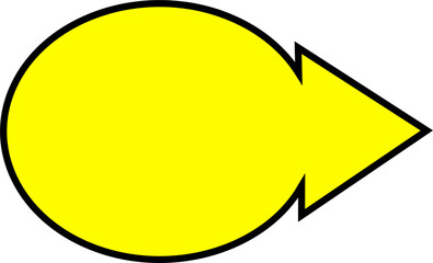 oval yellow text frame combined with arrow head