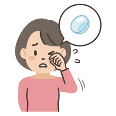 コンタクトレンズで目が痛い女性のイラスト