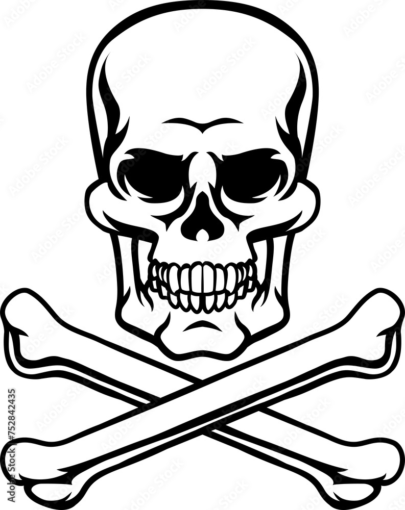 Poster Skull And Crossbones Pirate Grim Reaper Cartoon