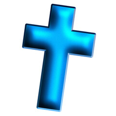 3d metallic blue cross on transparent background - 752843041