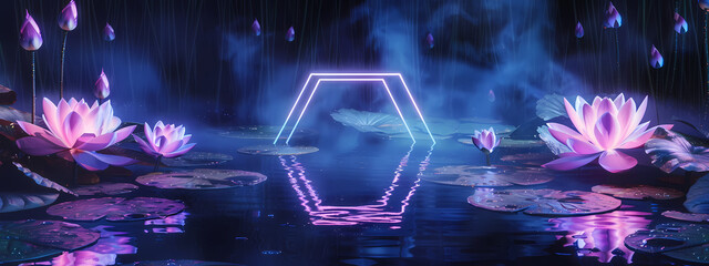 Neon Reflections: Water's Edge