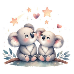 Fototapeta premium Koala in Love: Adorable Wildlife Couple Embracing in Nature Cute Koala Bear Couple in Love | Romantic Wildlife Affection Loving Koalas Embracing in Nature | Sweet Animal Romance
