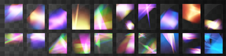 Crystal set light glasses rainbow reflection effect.Template optical,lights,glare.	
