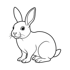 Rabbit illustration coloring page for kids 