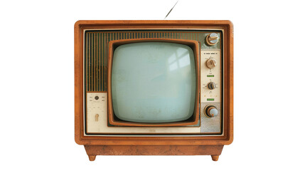 Classic old TV on a transparent background. Vintage television.