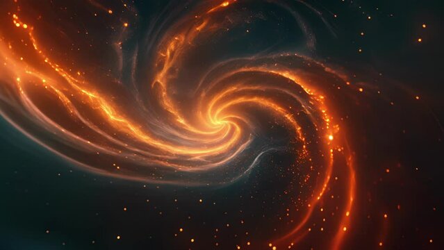 Swirling pulsating patterns come together and apart in a mesmerizing display representing the simultaneous duality and interconnectedness of the subatomic world in Quantum