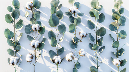Cottons Soft Embrace, Natures Delicate Craft, A Whisper of White Against the Sky - obrazy, fototapety, plakaty