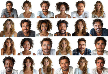 A variety of user profile photos of different ages, races, genders. human diversity - obrazy, fototapety, plakaty