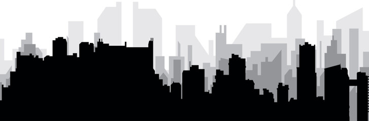 Fototapeta premium Black cityscape skyline panorama with gray misty city buildings background of VALENCIA, VENEZUELA
