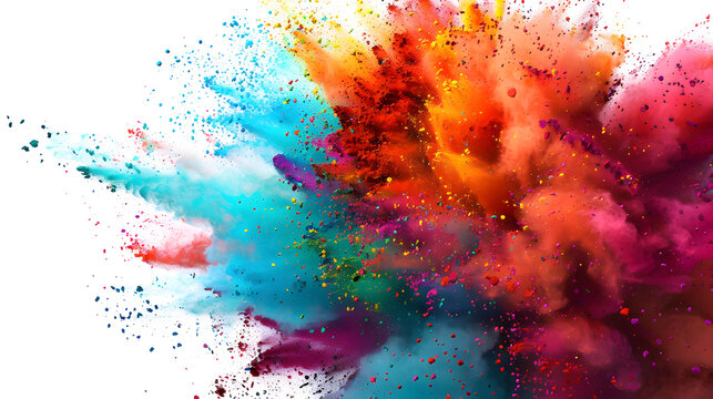 colorful rainbow holi paint color powder explosion.