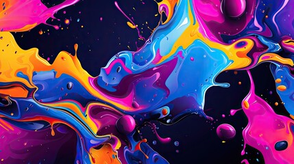 Abstract background of splashes. Anti design, energetic, fluid, modern, artistic, colorful, digital, creativity, expressive, backdrop. Generated by AI